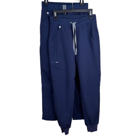 FIGS Scrub Pants Bundle of 2 XS Navy Blue Kayne Moto Scrub Zamora Jogger Pocket - Picture 1 of 15